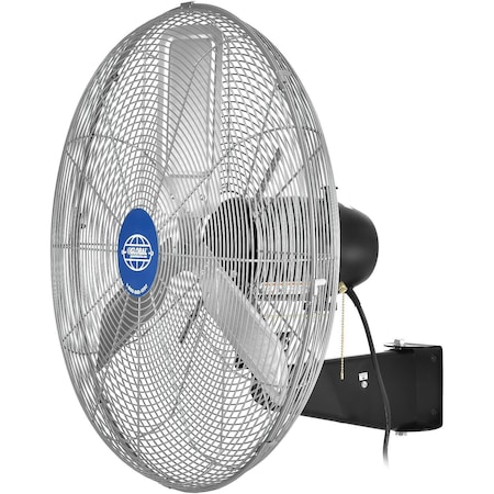 Deluxe Oscillating Wall Mount Fan, 24 Diameter, 1/2HP, 8,650CFM